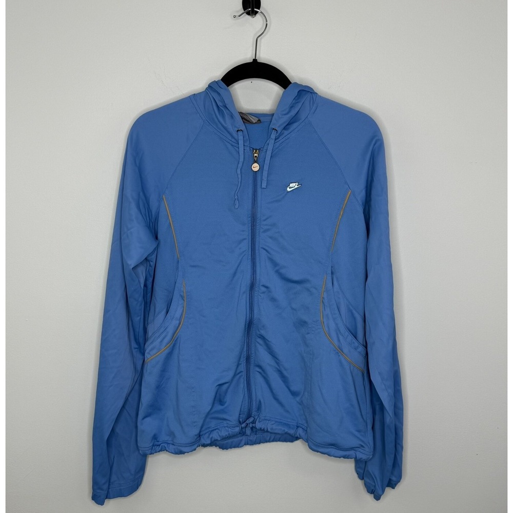 Nike Girl's Full Zip Hoodie Jacket Size Large 12-14 Sky Blue Long Sleeve Y2K